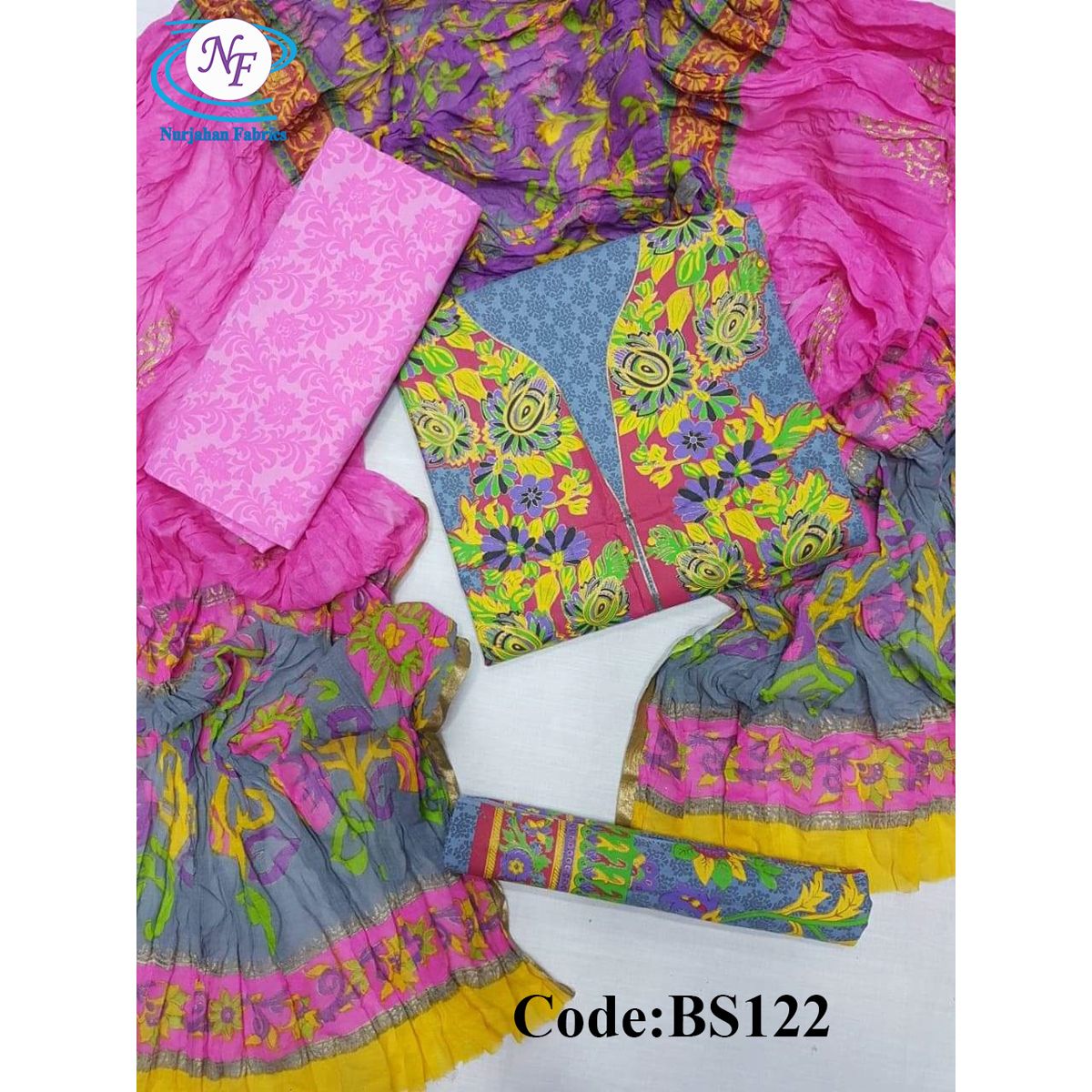 Butix Suti Screen Print Three piece, Stylish and Comfortable, High Quality Three Piece for Women
