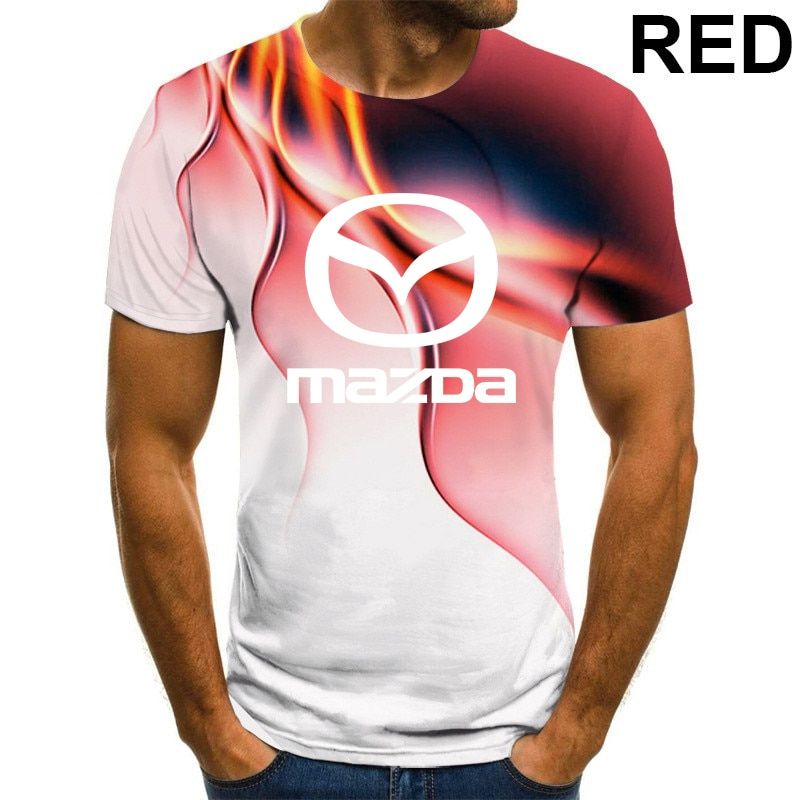 Summer Men's Mazda Logo Outdoor Sports Short-sleeved 3DT Shirt Top Custom Casual T-shirt Solid Color Children's T-shirt