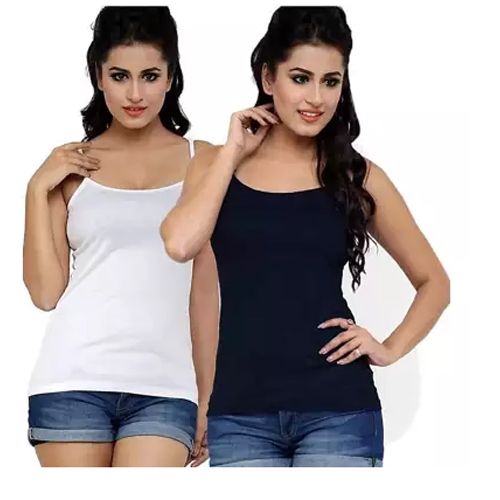 Cotton Camisole Slip with Adjustable Straps - Multicolor 1Pic - Night Dress For Women