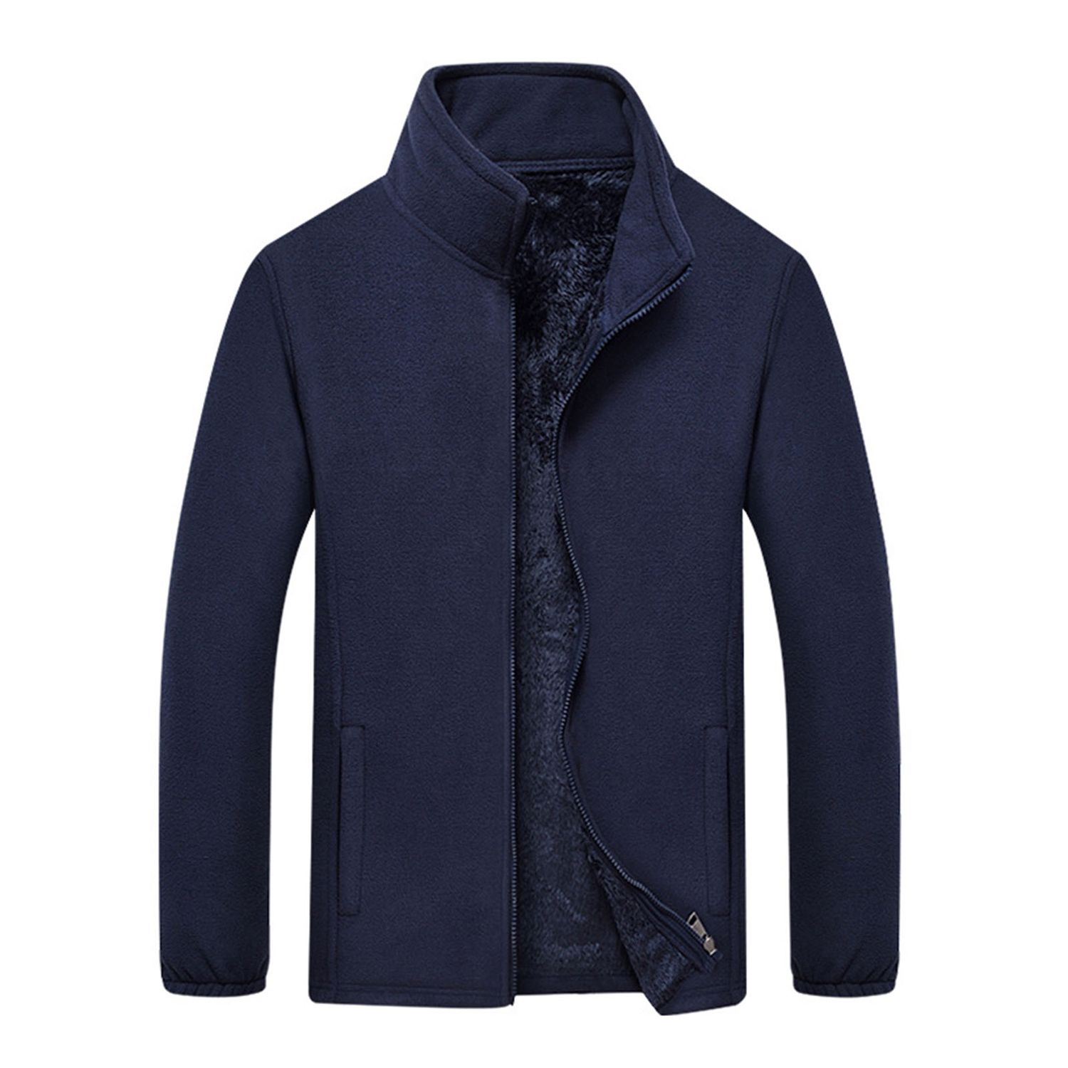 Fleece Jket Long Sleeve Solid Color Cardigan Jket t