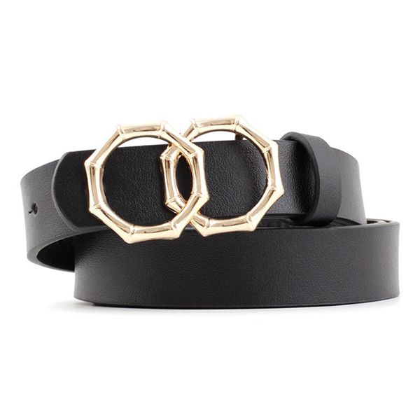 Best YBT Women Belt Imitation leather Alloy Pin Buckle Belt Double Circle Button Belt Leisure Jeans Fashion Dress Women Belt