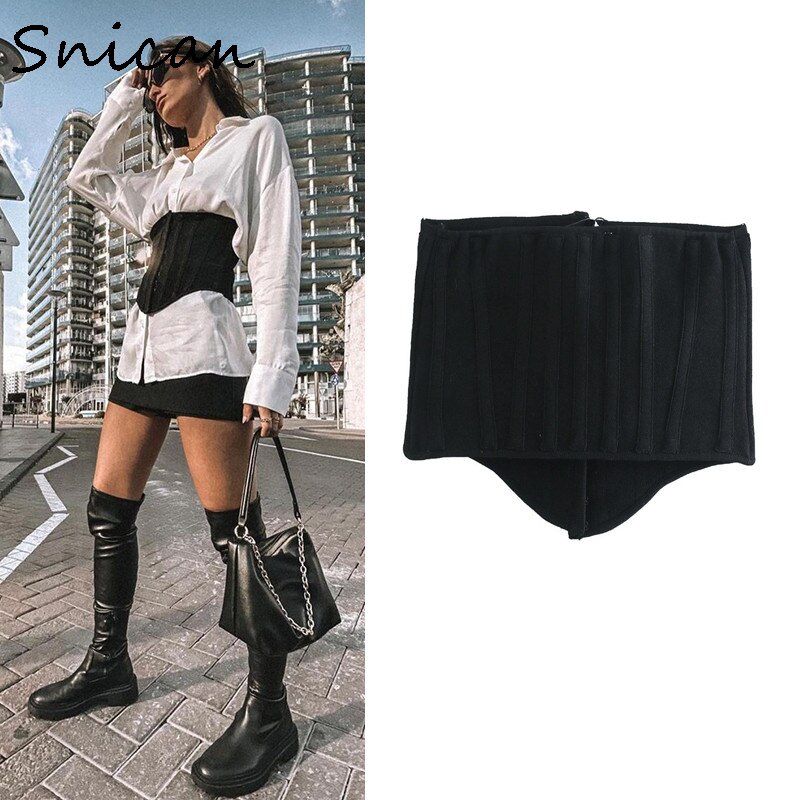 Snican Sexy Underbust Corset and Waist cincher Bustiers Top Workout Shape Body Belt Lingerie Za 2021 Women Outwear Shapewear