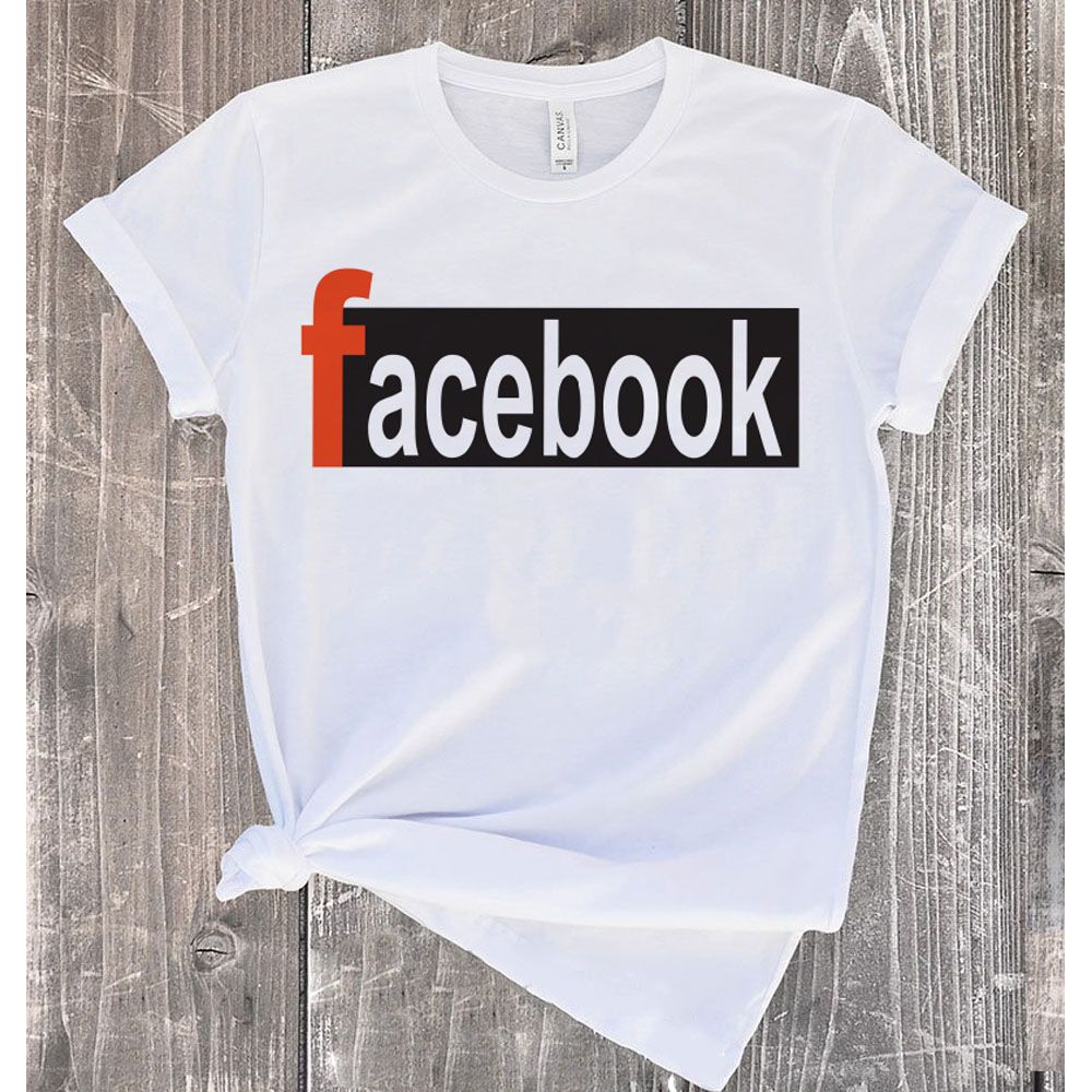 Facebook white Short Sleeves T-Shirt For Men