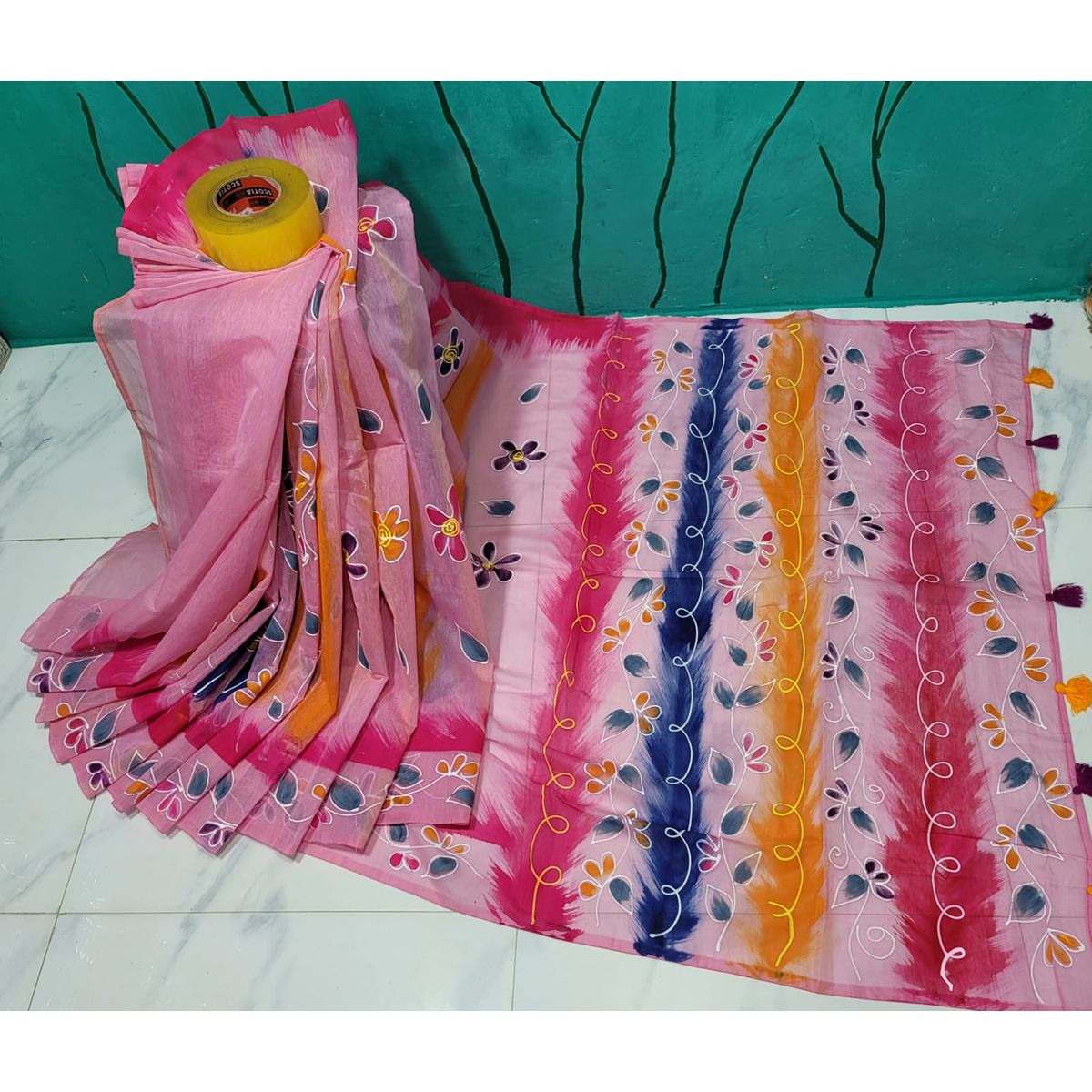 Hand Print Excellent,Fashionable, Stylish and Comfortable, Half Silk Sharee/Sari For Women Fashion Formal Wear