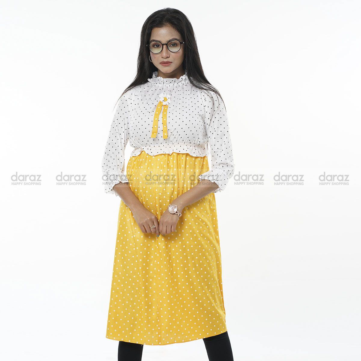 Readymade Round Stylish Fashionable Hot Kurti For Girls Long Pure Soft Linen (1 Pcs) ShadaMon Shop Boll Design - Tops For Girls - Tops For Girls