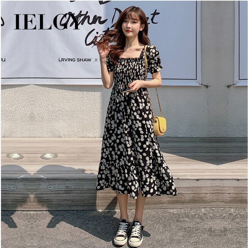 IELGY Women's Summer Thin Western Chiffon Dress with Daisy