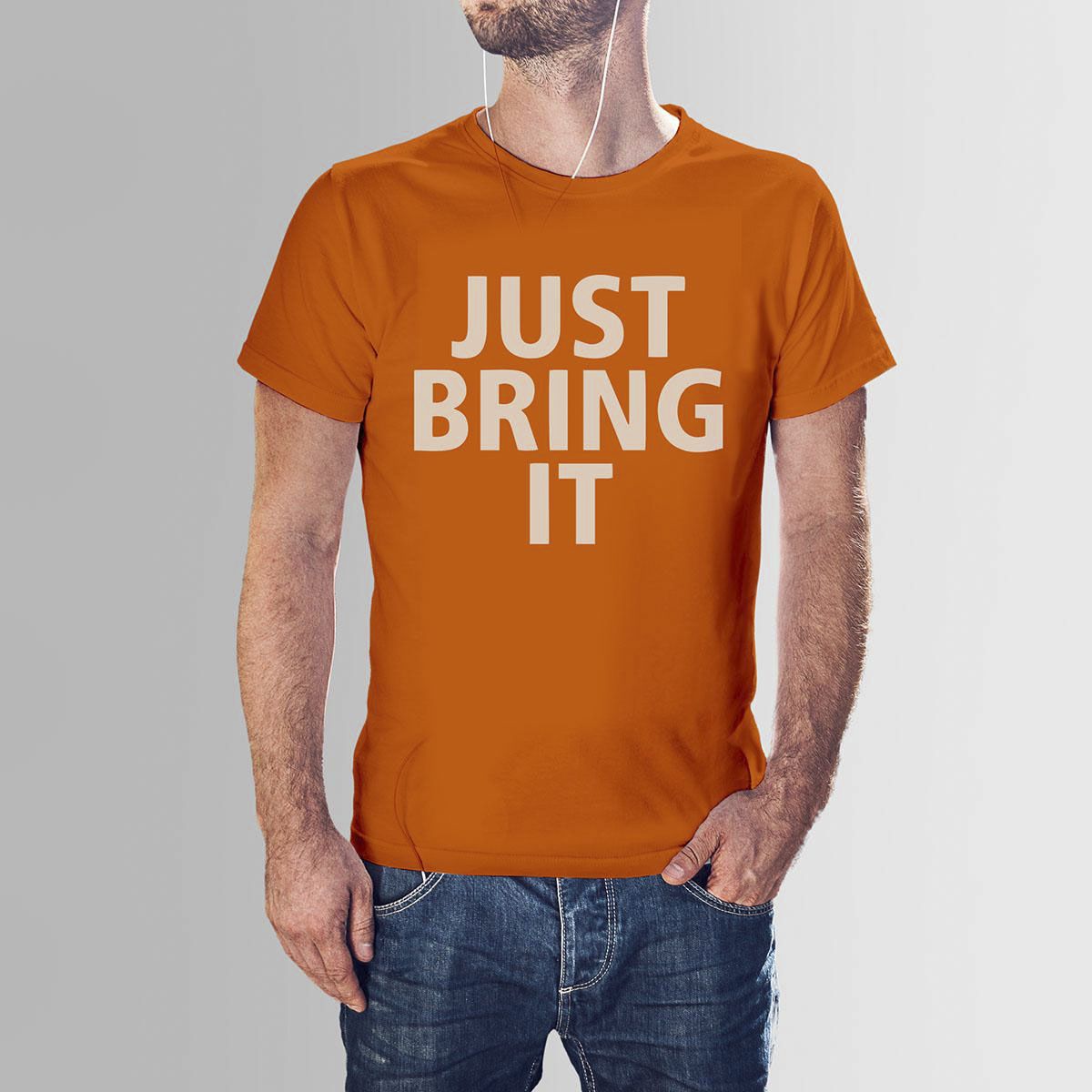 Orange Cotton Just Bring It HNH  T-shirt For Men