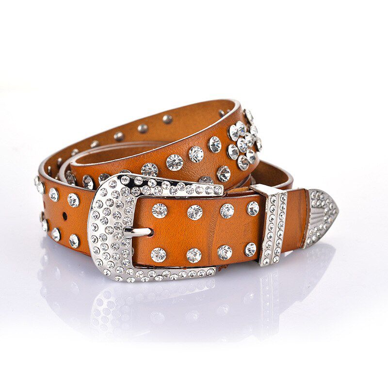 women Rhinestones man made diamond inlaid belt female drill belt ladies tide jeans Rhinestones stone leather belt