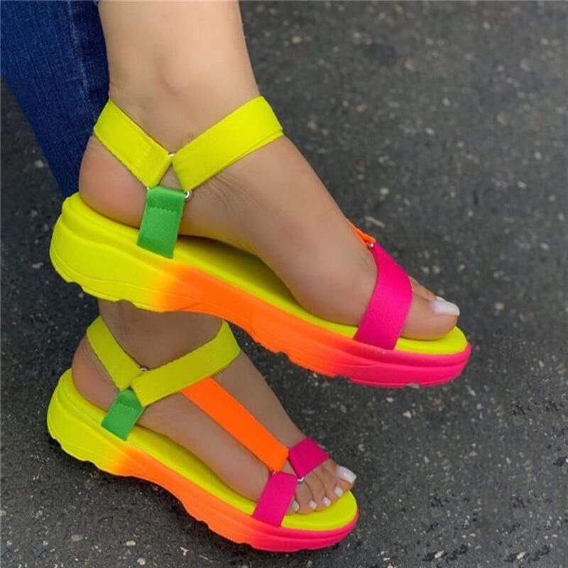 Women Sandals Summer Woman Platform Peep Toe Shoes Female Gladiator Flats Ladies Comfortable Hook Shoes