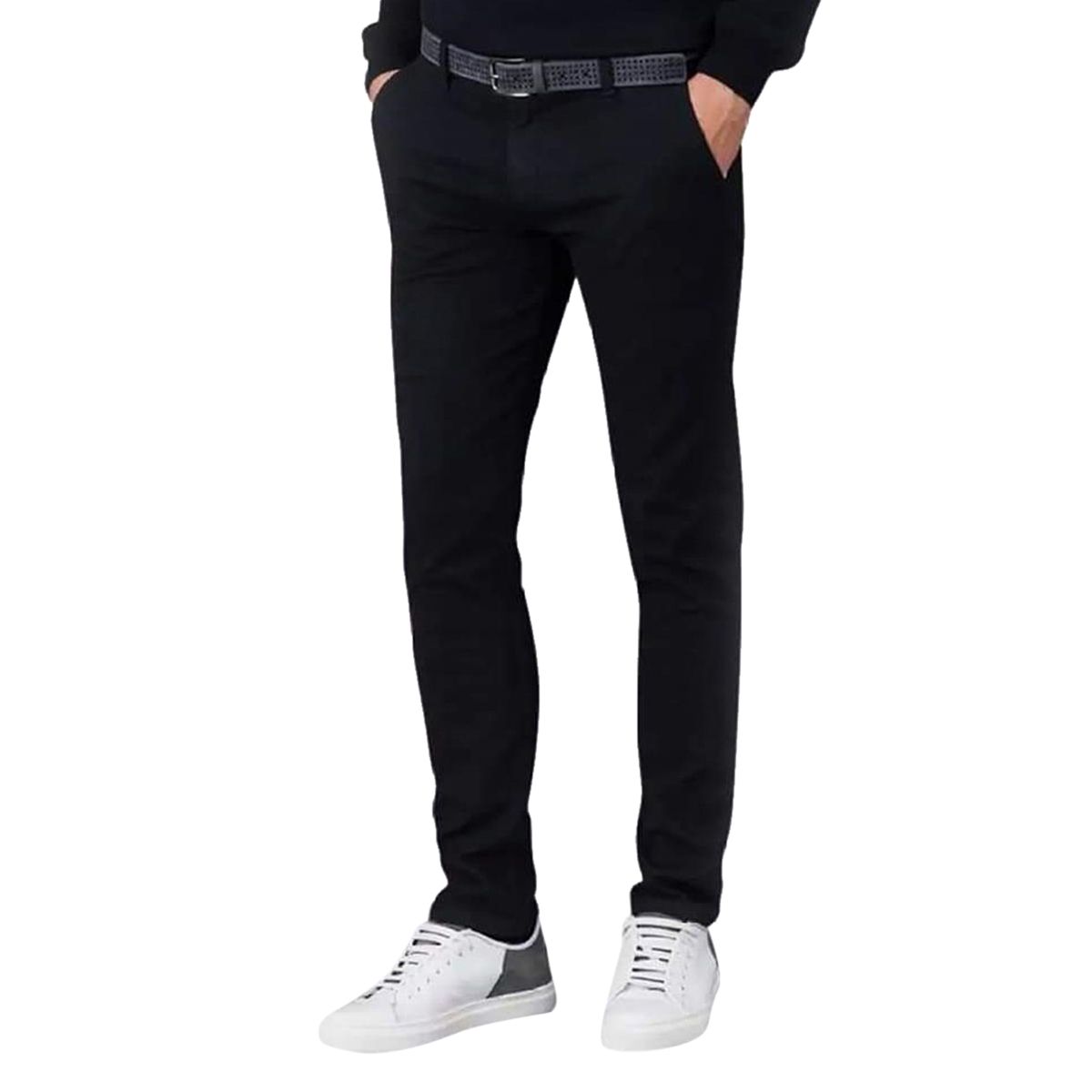 Nazara Slim-Fit Chino Gabardine Pants - Deep Black