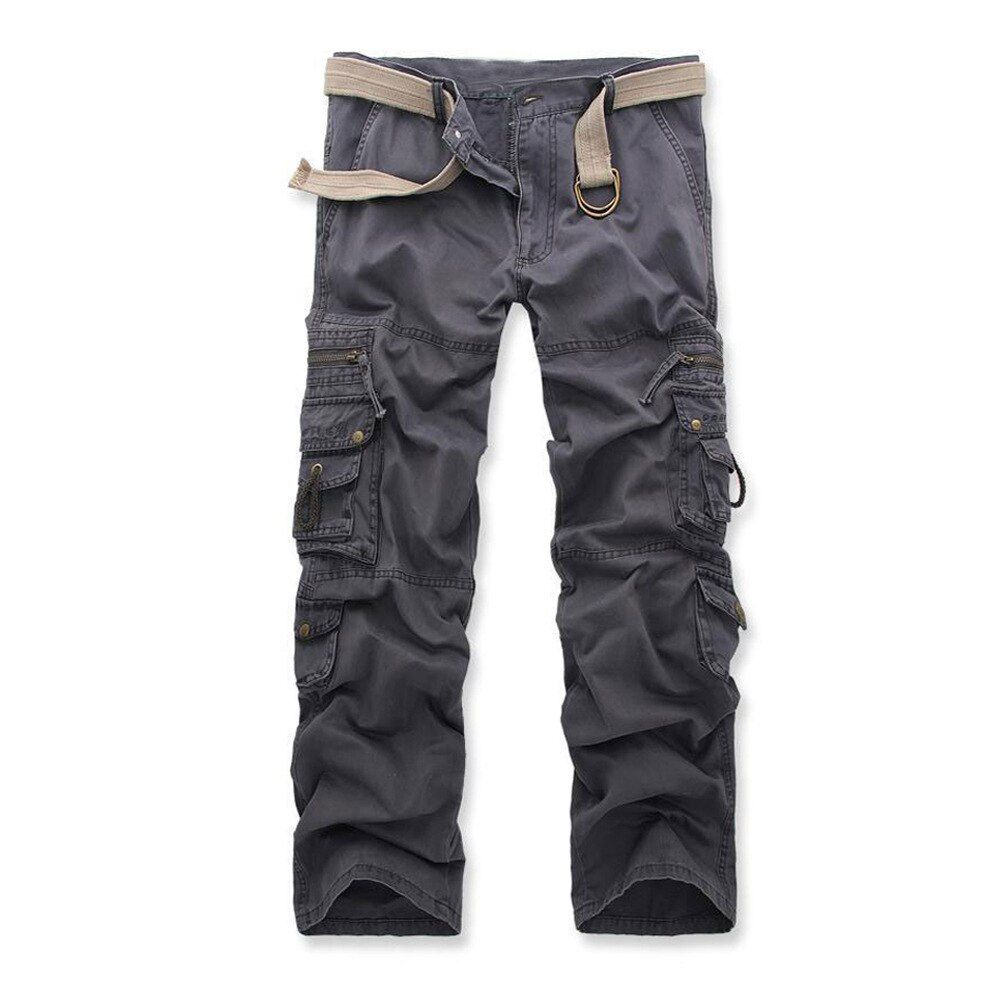 Men's Cargo Pants Casual Multickets  Tactical Pants Men Straight Leisure Cotton Long Trousers Men  Clothing