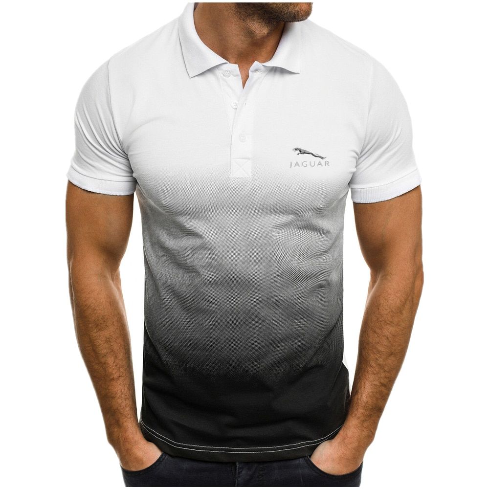 Jaguar 2021new men's shirt slim fit jogging fitness quick-drying men's street art short-sleeve shirt men's printed clothing A+11