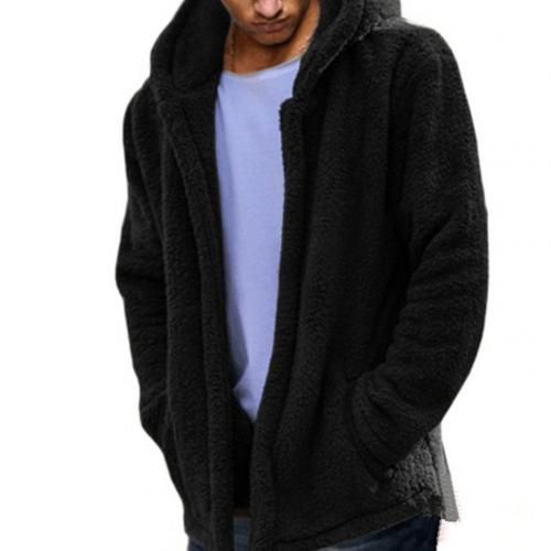 Men Winter Warm Teddy Bear Pocket Fluffy Coat Fleece Hooded Jackets Hop Stylish Cool Plus