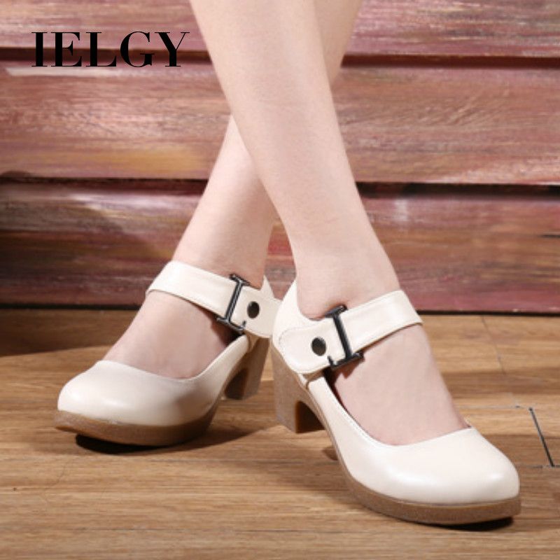IELGY Four seasons dance shoes soft bottom round head ladies shoes dancing shoes thick with