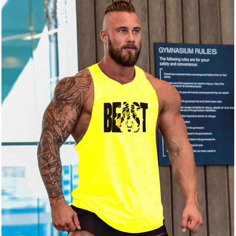 Gym Men's Muscle Sleeveless Tee Shirt TaTop Bodybuilding Srt Fitness Vest