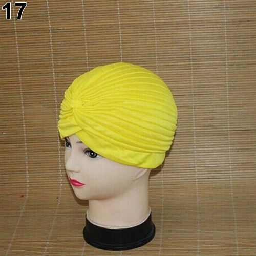 Women Stretchy Hat Turban Head Wrap Band Chemo Bandana Hijab Pleated Indian Cap
