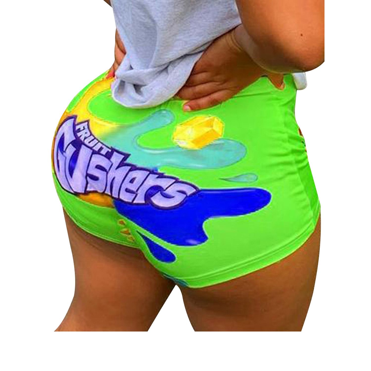 2021 New Women's Print Hot Shorts Summer Fashion Casual Stretchy High Waist Fitness Yoga Sports Shorts