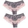 2Pcs Women y Le Patchwork See Through Bow Low Waist Elastic Briefs Panties
