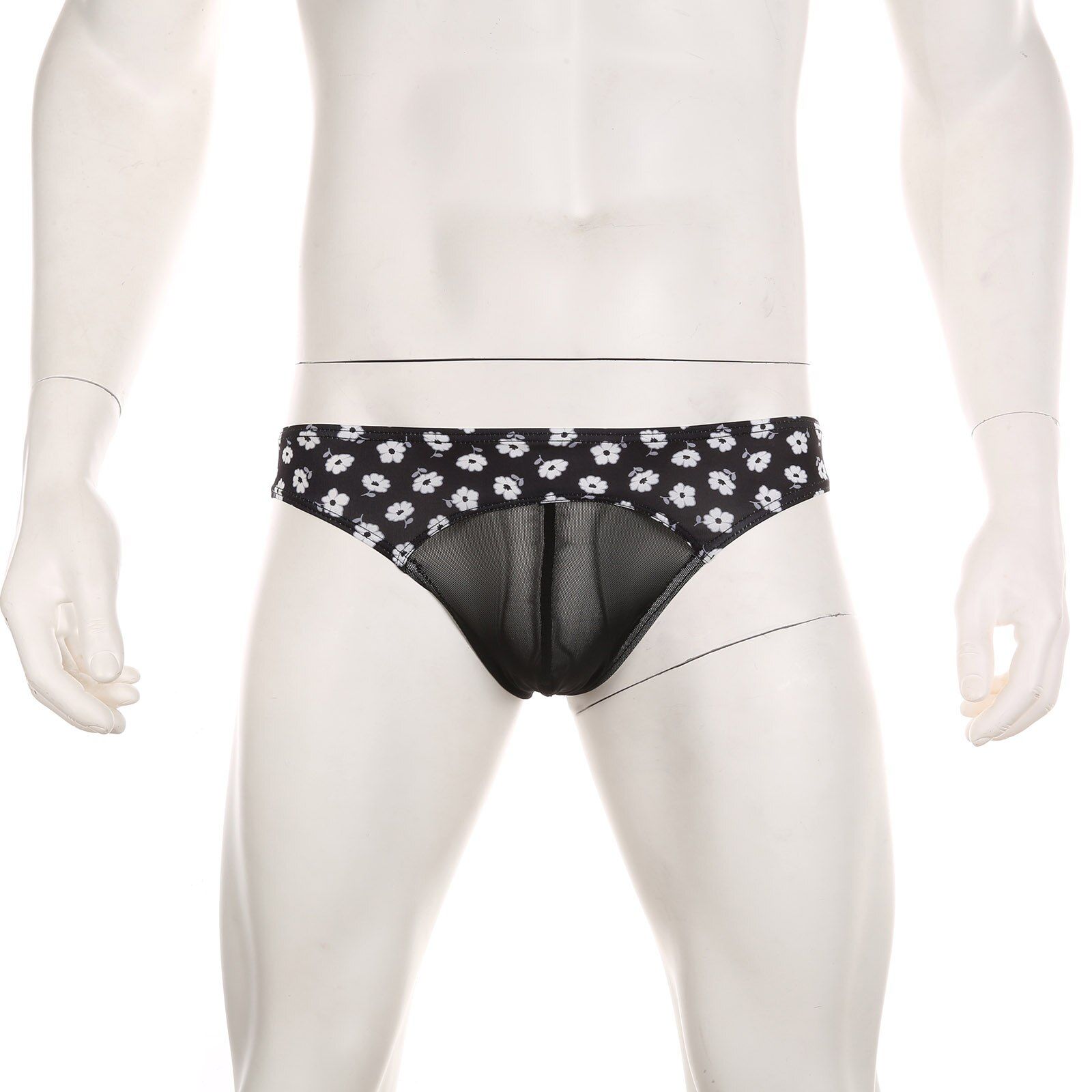 Fashion Men Mesh Pouch Brief Sexy Male Printed Breathable Low-waist Underpants For Hot Man