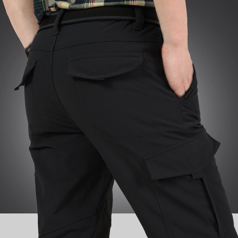New Men Winter Thick Warm Cargo Pants Casual Fleece Pockets Long Trousers Fashion Loose Baggy Jogeer Worker Male Pants