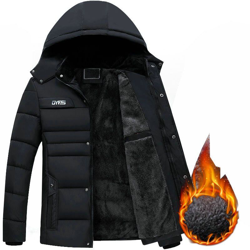 Fleece Man's Jackets Outwear Winter Jacket Men Thicken Warm Men Parkas Hooded Coat Zipper Overcoat Male Hat Detachable