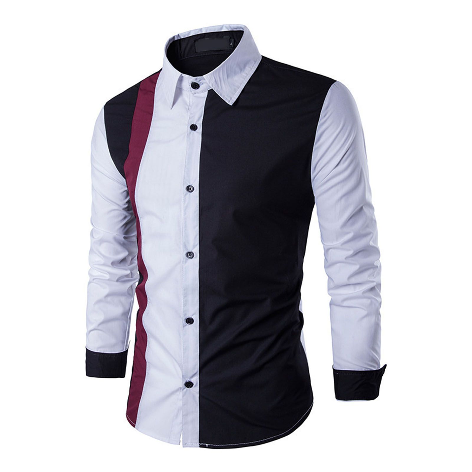 Social Shirt Turndown Collar Slim-fitting Contrast Color Business Shirt