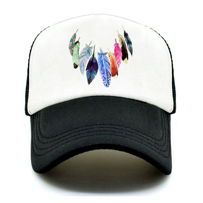 CLIMATE Native Indian Feather Trucker Caps Women Men Colorful Cap Dream Catcher Hop Mesh Baseball Cap for Men Women