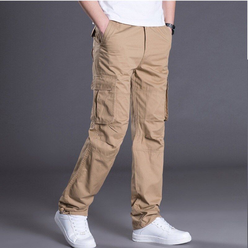 Spring Mens Cargo Pants Tactical Multi-Pocket Overalls Male  Cotton Loose Slacks Trousers   Straight Pants