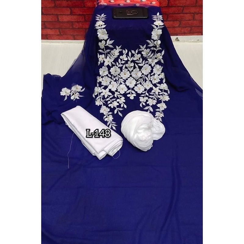 ওয়েটলেস জর্জেট এম্বব্রোডারী কাজ সালয়ার কামিজ থ্রী পিস ( ৩ পিস )