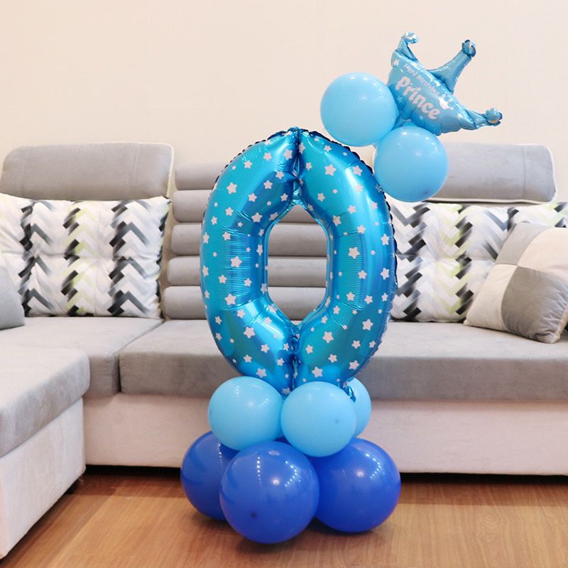 1Set Cute Birthday Balloons Children Number Foil Crown Balloons Happy Birthday Party Decorations For Kids ballon cartoon hats