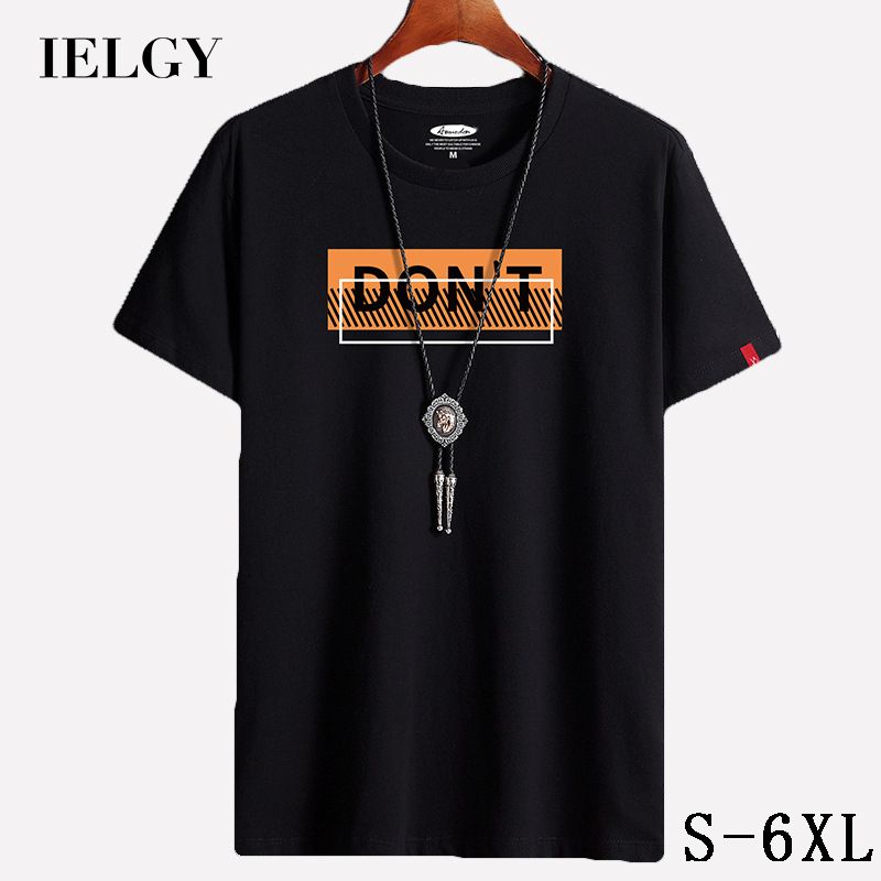 IELGY short-sleeved T-shirt men's summer new round neck cotton loose large size