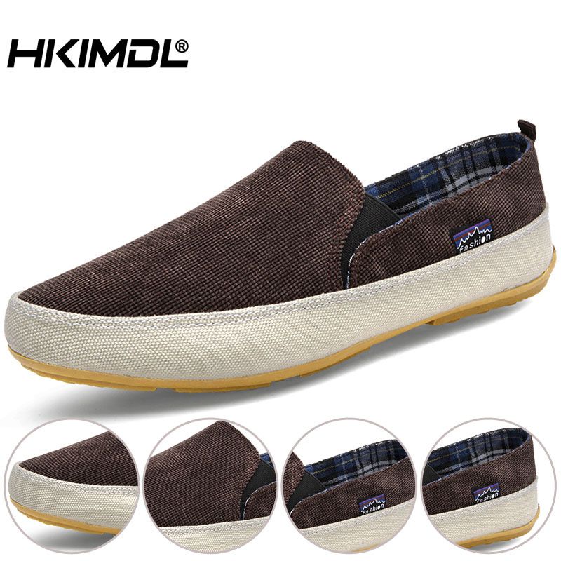 Fashion Casual Shoes Men's Canvas Flats Shoes Sneakers Slip On Loafer Moccasin Boat Shoes Plus Size 39-45