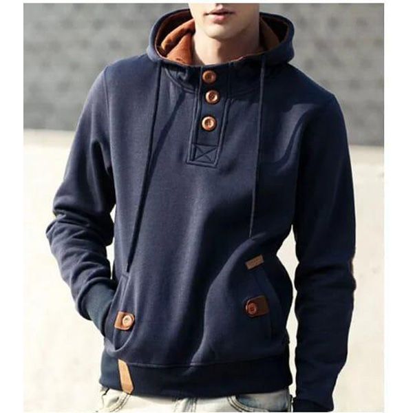 Black Cotton Long Sleeve Hoodie For Men-20