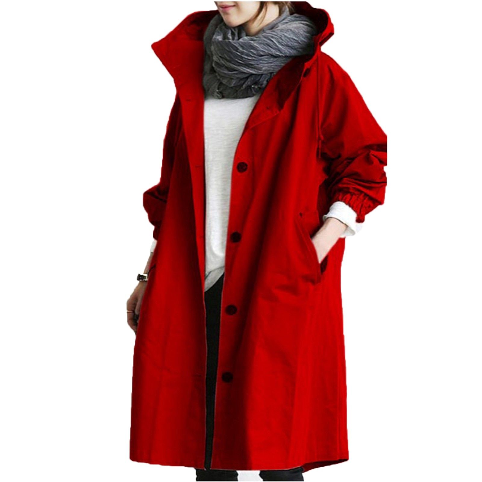 Womens Winter Loose Hooded Wild Elegant Windbreaker Comfortable Coat Outwear Comfy Simple Coat Fast