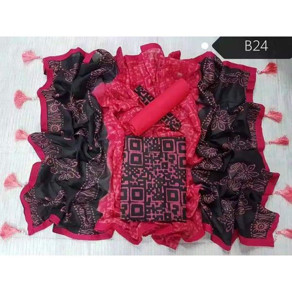 EXPORT A কোয়ালিটি লেইছ বাটিক থ্রি পিছ। পাকা  রং ।-Batik Three Piece [3 Piece] For Women