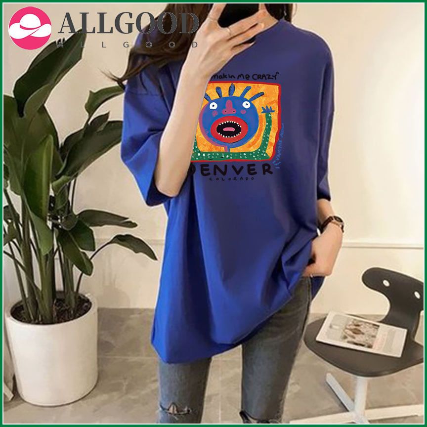 Short Sleeve Tees Funny Cartoon Print Cotton T-Shirts Fashion Loose Tshirts Tops