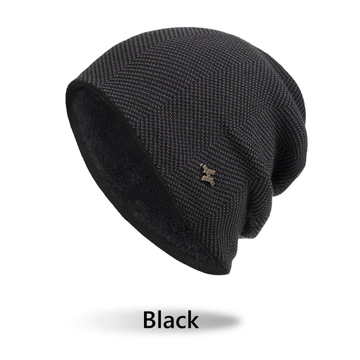 【ALLGOOD】Knitted Thick Fleece Hat Men's Winter Warm Casual Beanies Skullies Cotton Wool Hats Outdoor Solid Gorros