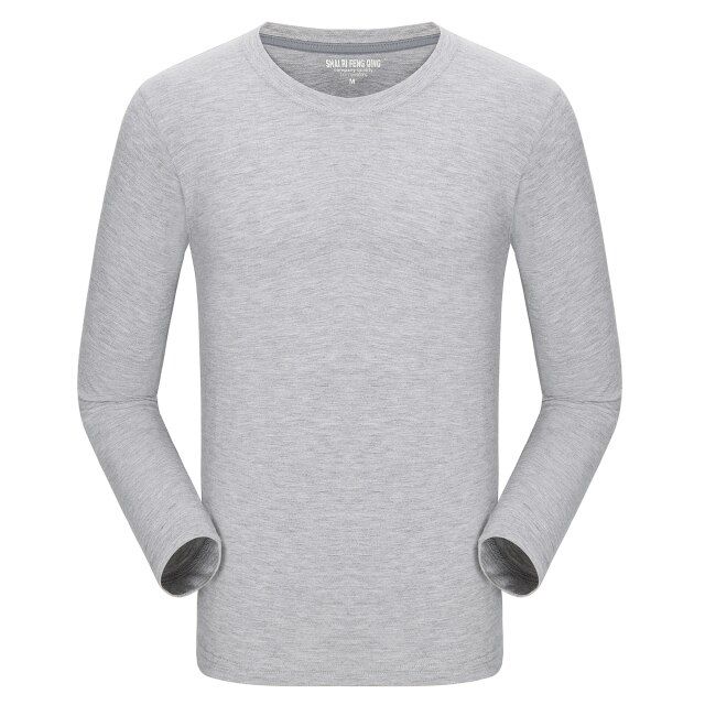 Custom logo cotton t-shirt Spring/autumn men T-shirt home men's long sleeved O-neck solid color casual T-shirts USA size XS-2XL