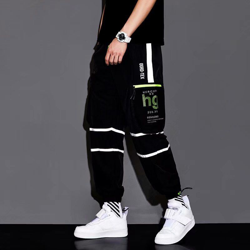 New Japanese Fashion Sweatpants Streetwear Cargo Pants for Men Ribbonckets Joggers Techwear Men's Trousers Hop