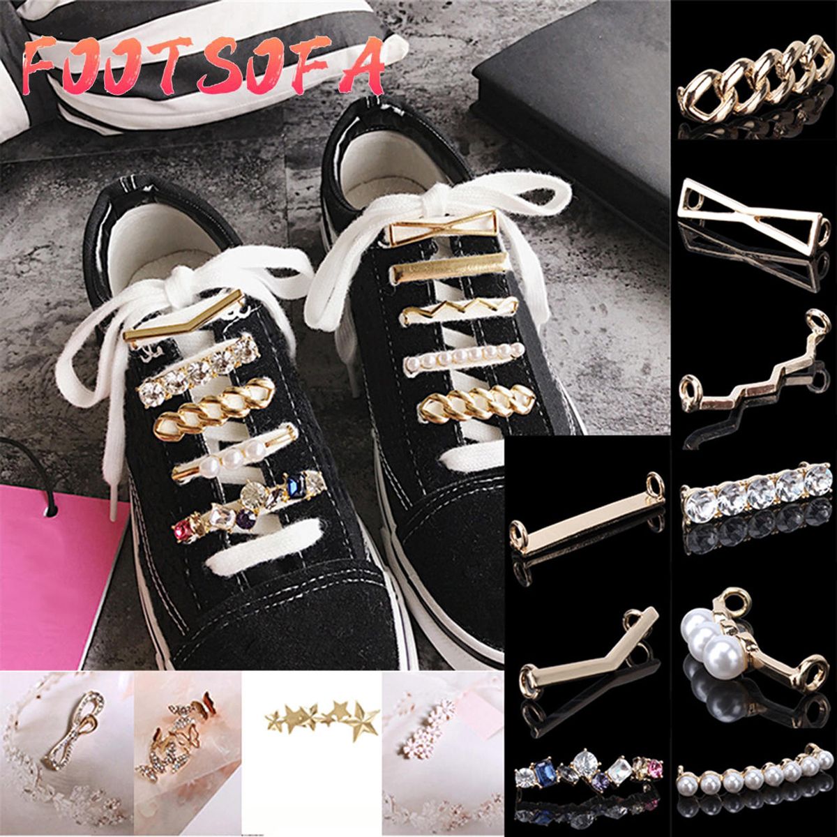 Fashion Lace Clips Made Pearl Rhinestones Shoes Accessories Gift