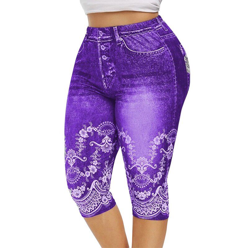 Women Summer High Waist Denim Shorts 3D Print  Jeans Plus Size Women Shorts Femme Push Up Skinny Denim Shorts