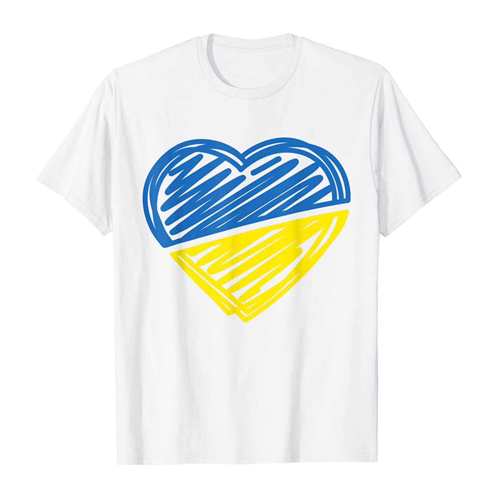 Women T-shirt Top Porle Heart Ukraine Flag Pullover T-shirt