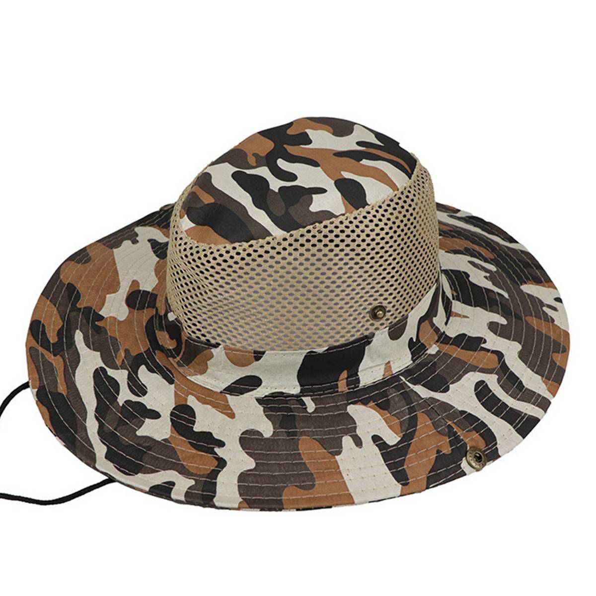 Outdoor Wide Brim Camouflage Fisherman Bucket Boonie Hat Anti UV Cap