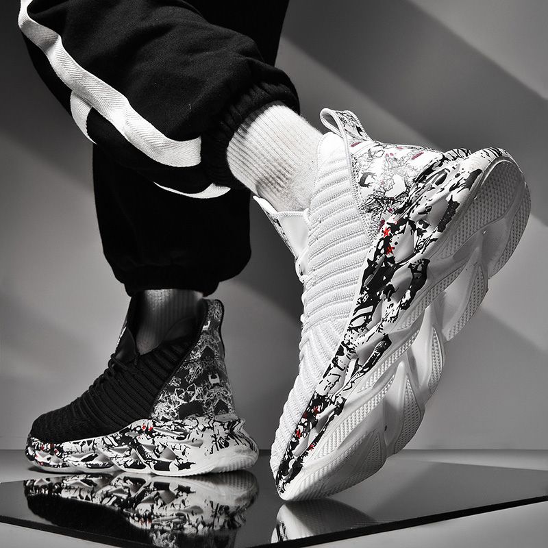 Basketball Shoes Running Shoes Fly Woven Shoes Casual Shoes Fashion Casual Shoes Breathable Trend Wild Casual Cool Non-slip Lightweight Outdoor Sports Shoes (Ready Stock)