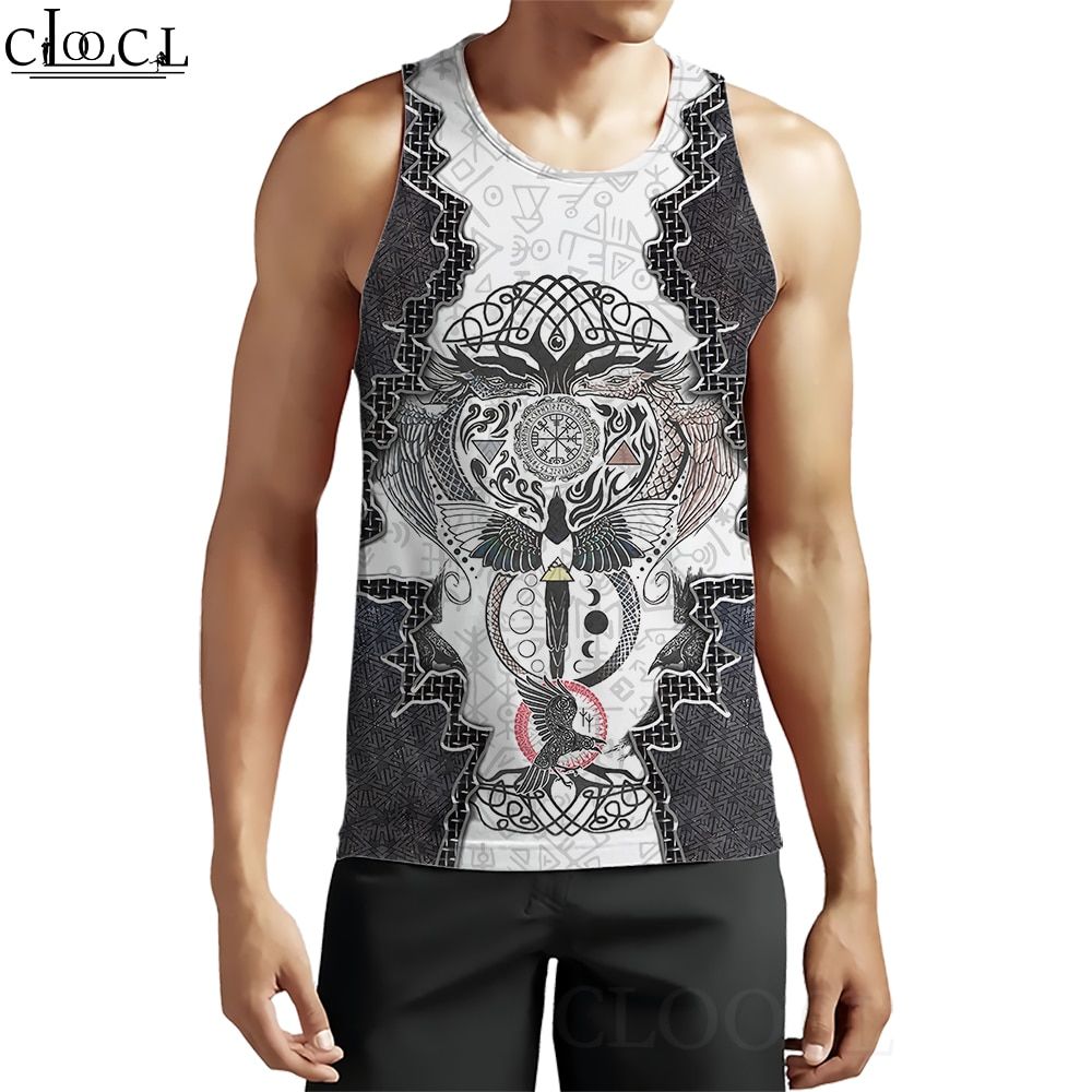 CLOOCL Summer Fashion Gym TaTops Viking Tattoo lynesian Style 3D Print Sleeveless Tanktop Men Women Fitness Clothing Tops