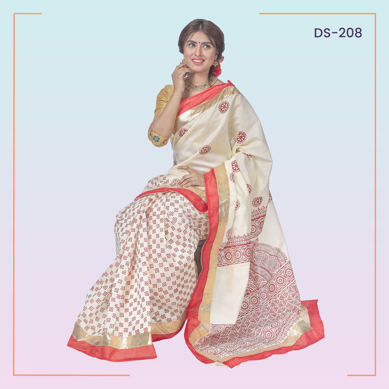 Multicolor Indian IC Silk Katan Butics Saree for Women