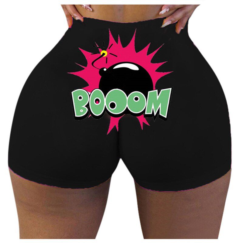 Women's Fitness Workout Shorts leggings Gym Short Funny Print High Waist Scrunch Butt Yoga Short Squat Proof Sports Leggings