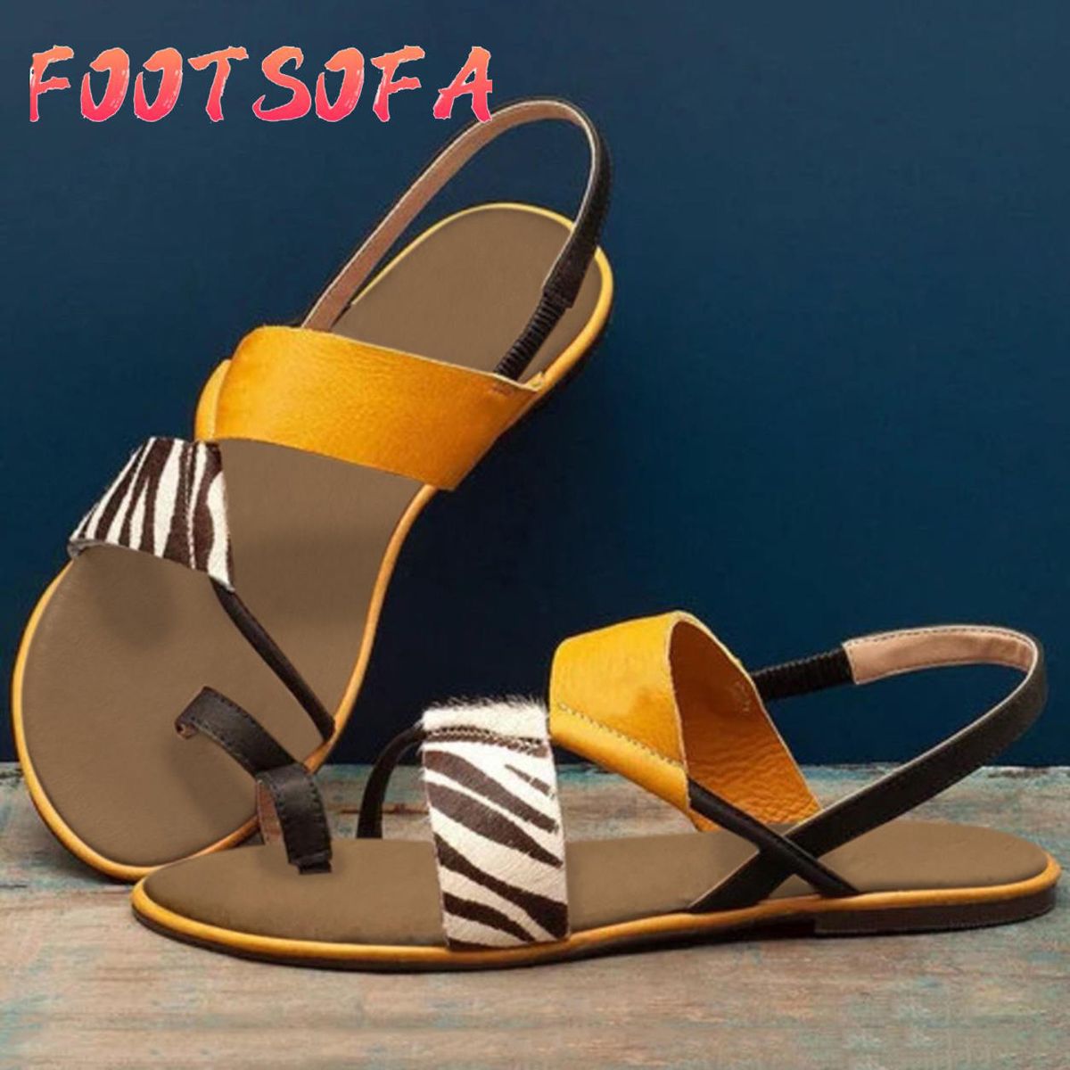 【FOOT SOFA】Flat Heel Flip-Flops Slip-On Sandals Casual Sandals Beach Sandals Shoes