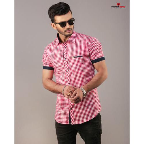 Red Cotton Casual Shirt for Men-1127S