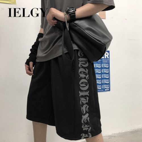 IELGY Men's summer trend ins dark retro Sanskrit alphabet printed wild casual pants shorts